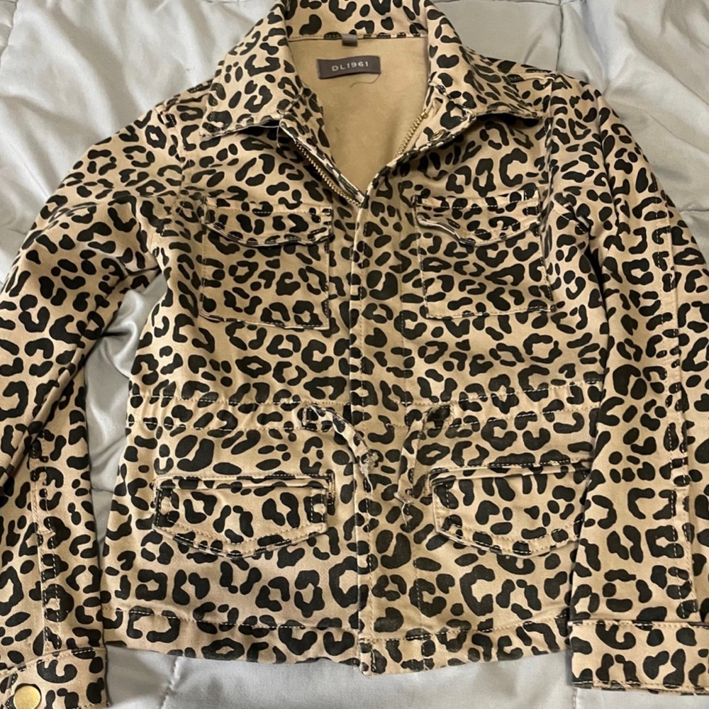 Kids Denim Leopard print jacket